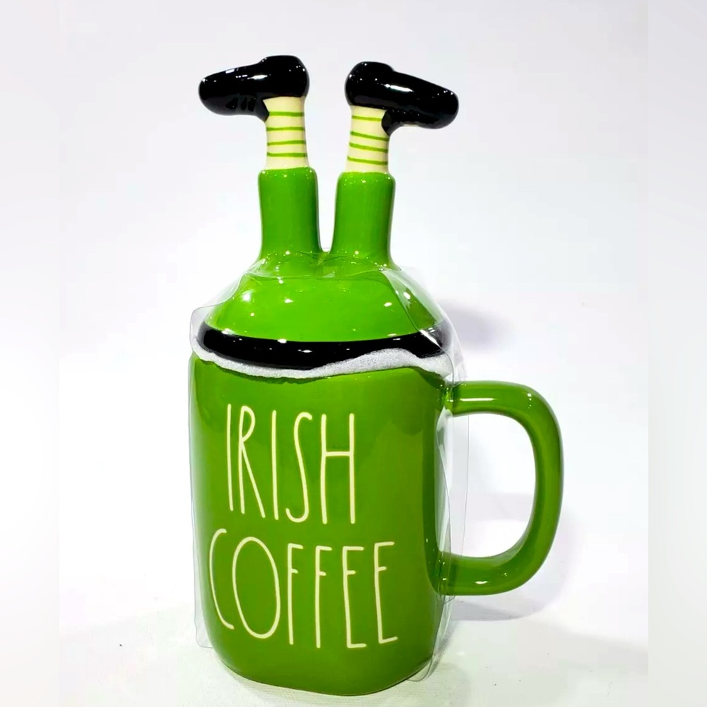 NEW Rae Dunn Irish Coffee Mug with Lid Leprechaun Legs St Patricks Day